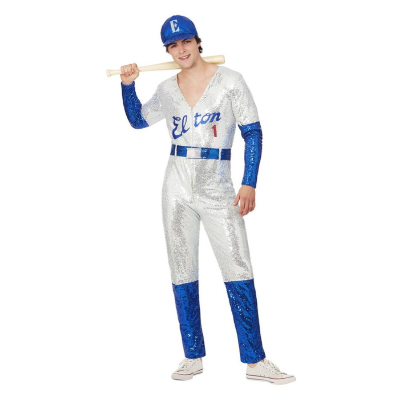 Elton John Deluxe Sequin Baseball Costume Adult Blue Silver_1 sm-51517L