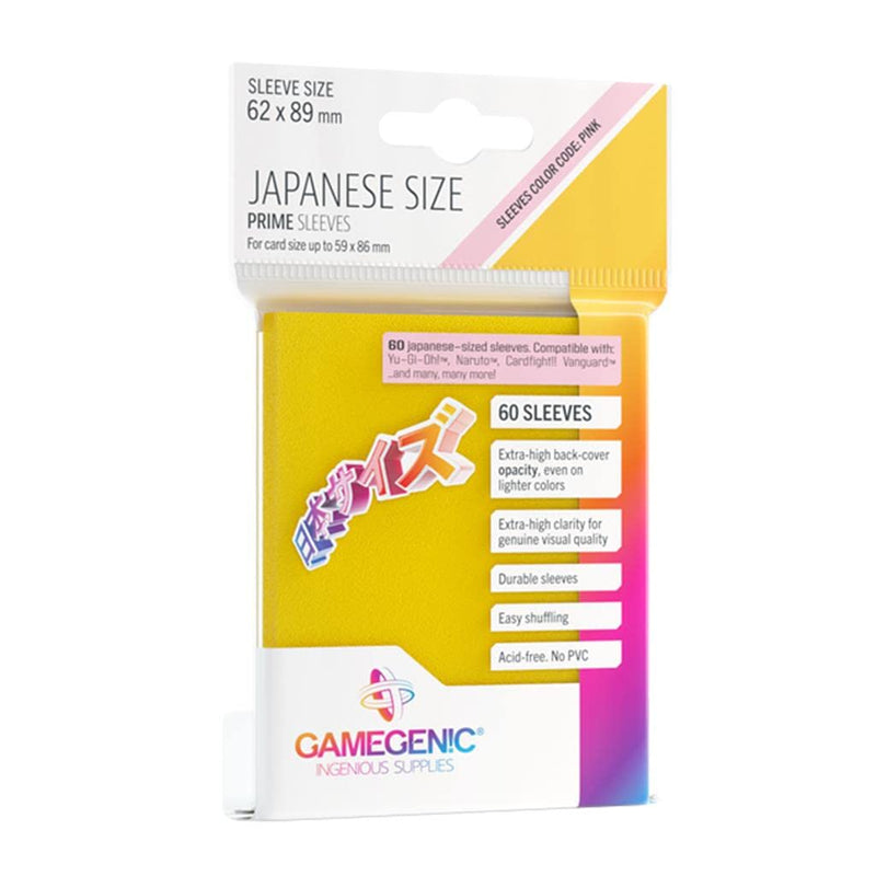 Gamegenic Prime Japanese Size Card Sleeves – Yellow 60CT – Smooth & Tough – for Cards Measuring Up to 59mm x 86mm - Compatible with Pokemon, Yugioh, and More! (GGS11122ML)