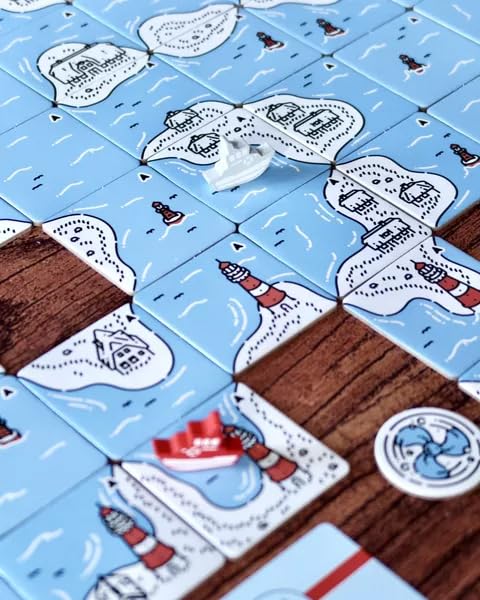 Beacon Patrol Board Game | Nautical Tile Placement Strategy Game | Cooperative Game | Fun Family Game for Kids and Adults | Ages 8+ | 1-4 Players | Avg. Playtime 30 Minutes | Made by Pandasaurus Games