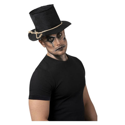 Burlap Scarecrow Top Hat Black Adult_1 sm-52809