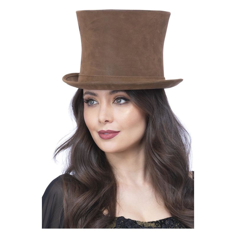 Deluxe Authentic Victorian Top Hat Brown Adult_1 sm-52823