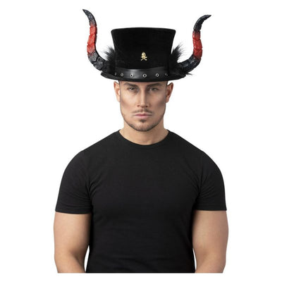 Deluxe Devil Top Hat Adult Black Red_1 sm-52834