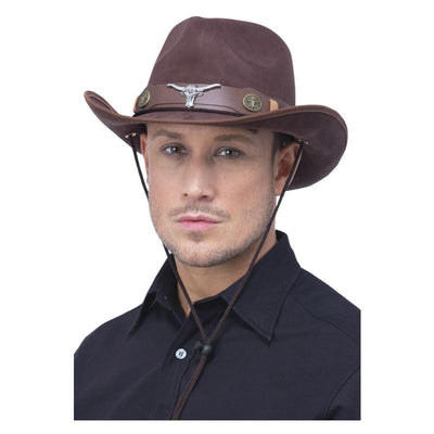 Brown Mock Leather Western Cowboy Hat Adult_1 sm-53014