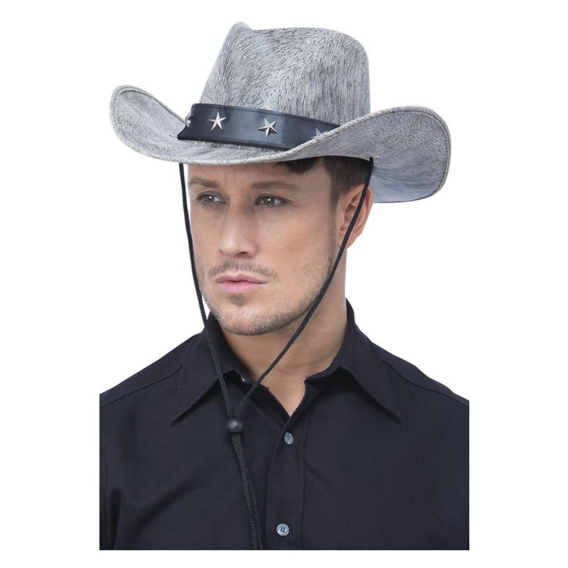 Grey Western Distressed Cowboy Hat Adult_1 sm-53015