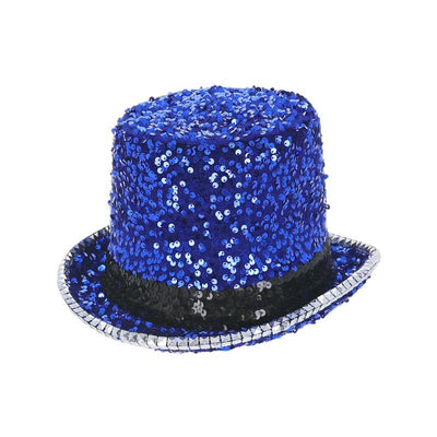 Fever Deluxe Felt & Sequin Top Hat Blue Adult 1