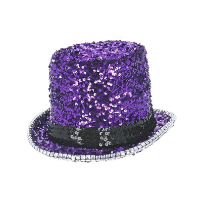 Fever Deluxe Felt & Sequin Top Hat Purple Adult 1