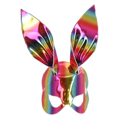 Rainbow Metallic Bunny Mask Adult 1