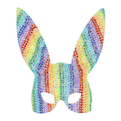 Fever Deluxe Rainbow Jewel Studded Bunny Mask Adult 1
