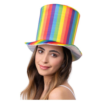 Deluxe Pride Rainbow Stripe Top Hat Adult 1