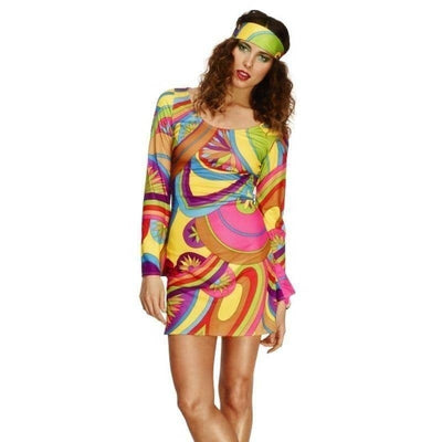 60s Flower Power Fever Costume Adult Multi Coloured Dress_1