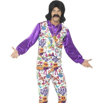 60s Groovy Hippie Costume Adult White Purple_1 sm-44904l