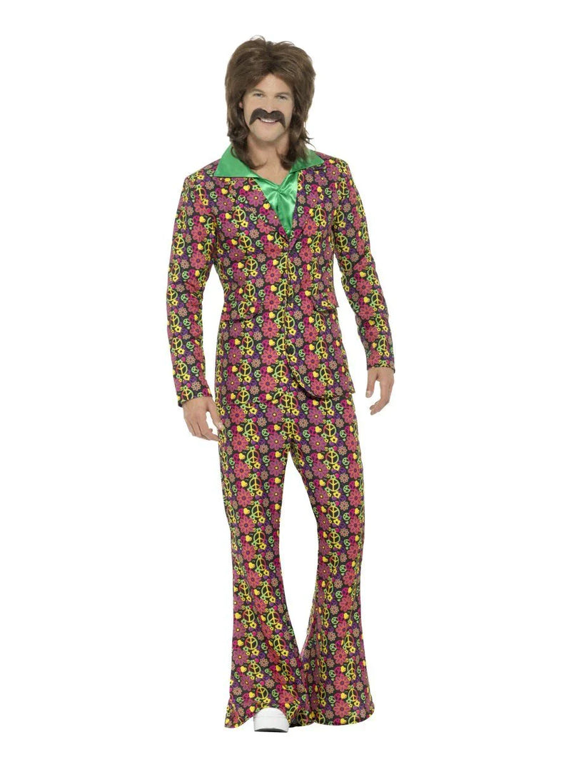 60s Psychedelic Costume CND Suit Multi-Coloured Adult