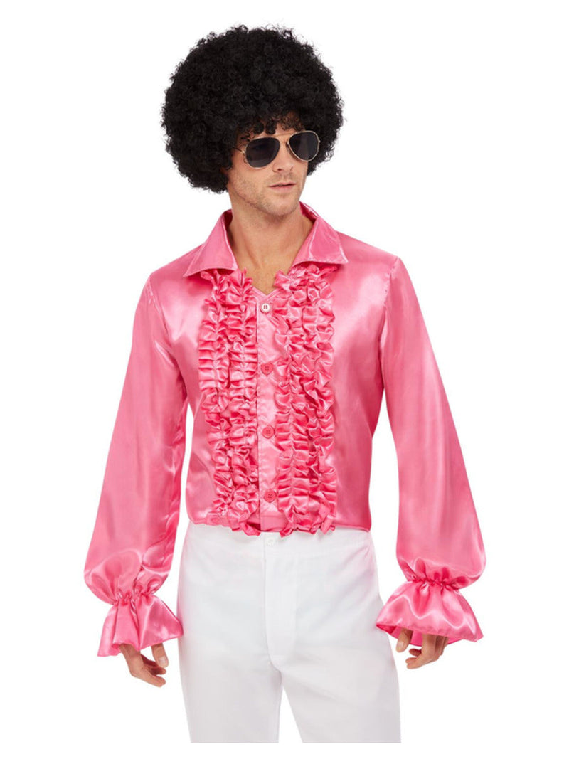 60s Ruffled Shirt Adult Hot Pink