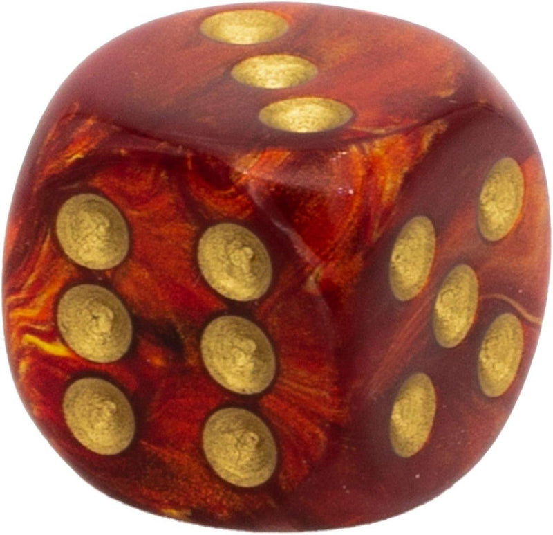 Chessex DND Dice Set-Chessex D&D Dice-12mm Scarab Scarlet and Gold Plastic Polyhedral Dice Set-Dungeons and Dragons Dice ludes 36 Dice – D6, Various (CHX27814)