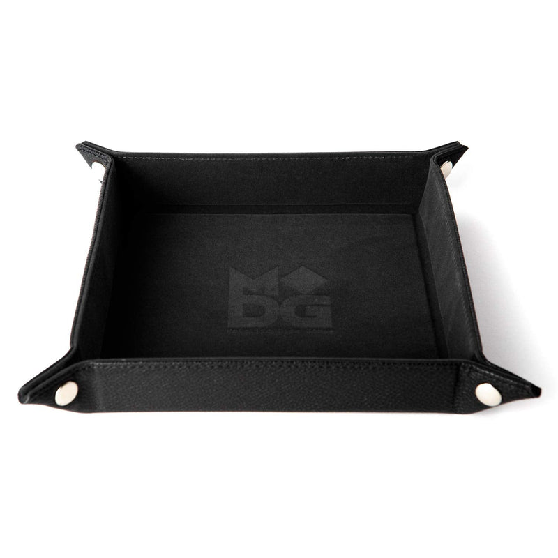 Velvet Dice Tray with Leather Backing, Black