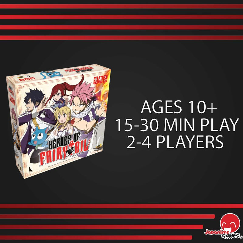 Japanime Games Heroes of Fairy Tail | from The Publisher of Champions of Midgard | Assemble Your Team and Become The Hero Fiore Deserves | 2-4 Players | 15-30 Min | Ages 10+