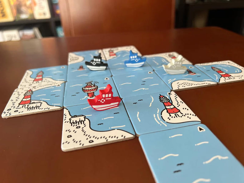 Beacon Patrol Board Game | Nautical Tile Placement Strategy Game | Cooperative Game | Fun Family Game for Kids and Adults | Ages 8+ | 1-4 Players | Avg. Playtime 30 Minutes | Made by Pandasaurus Games