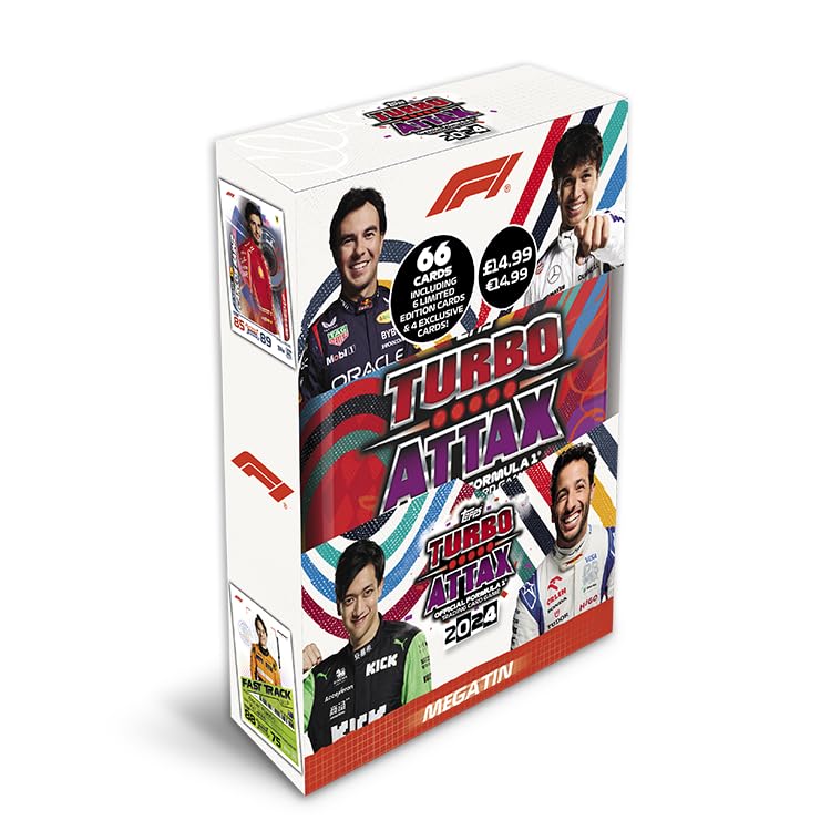 Topps Turbo Attax Formula 1 2024 - Mega Tin Contains 66 Cards Including 6 LEs and 4 Exclusive Cards!