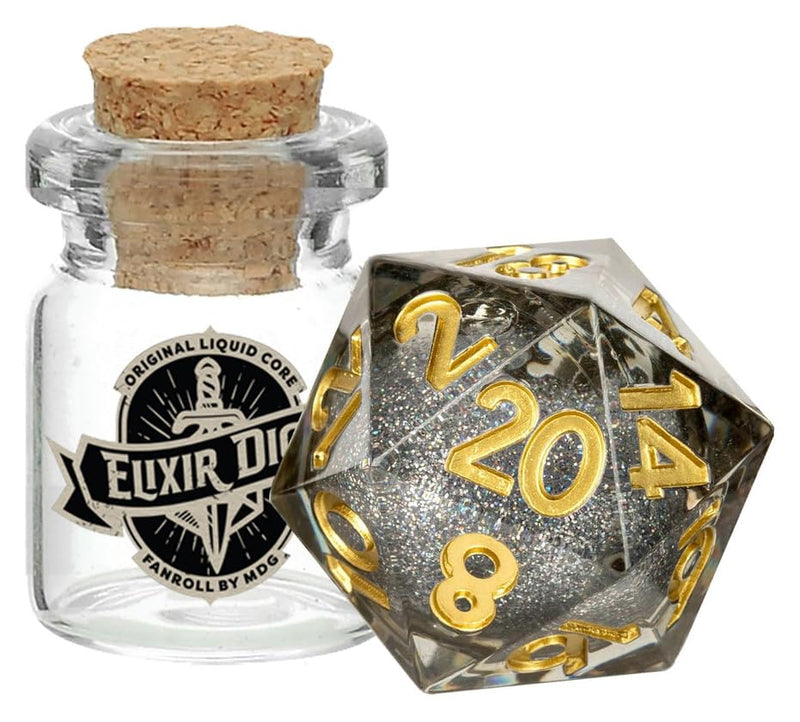 MDG Individual D20 Elixir Liquid Core Dice, Vanishing Oil