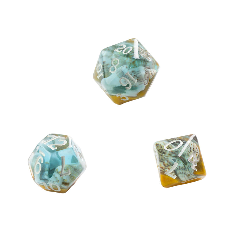 Embraced Series RPG Dice Set - Set of 7 Dice in a Variety of Sizes Designed for Roleplaying Games, Premium Quality Resin Dice with Unique Thematic Summer Time Design, Made by Gamegenic