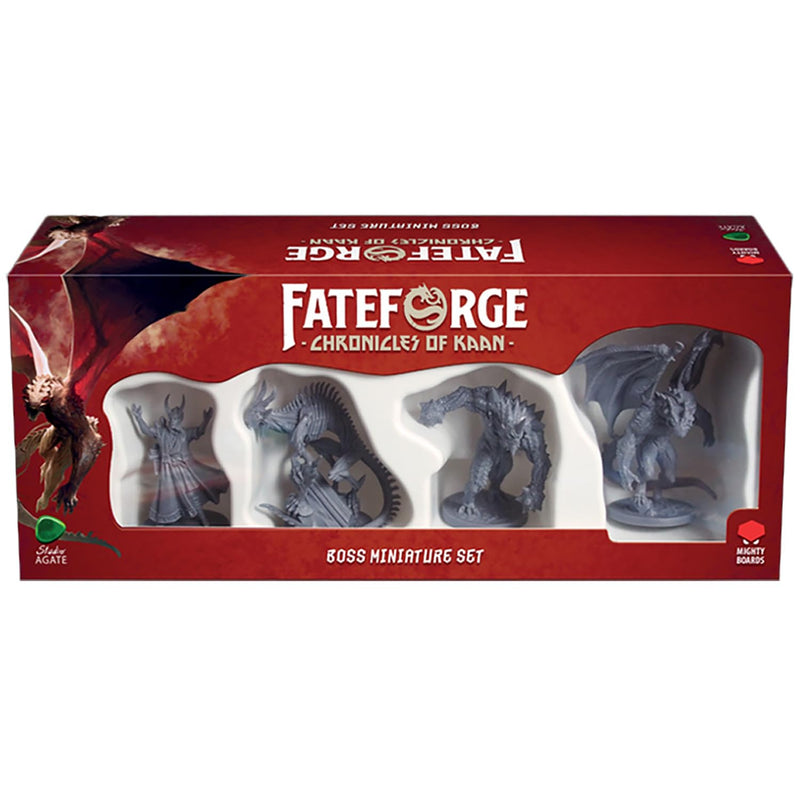 Mighty Boards: Fateforge Chronicles of Kaan: Boss Miniatures Set - 4 Unpainted Figures, Board Game Upgrade, Expansion Accessories, Co-Op Adventure