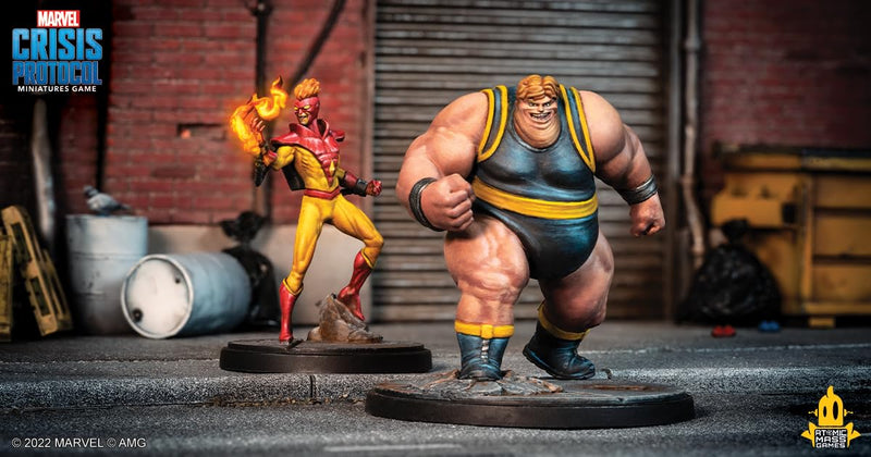 Atomic Mass Games Marvel: Crisis Protocol The Blob and Pyro Character Pack - New Mutant Additions! Tabletop Superhero Game, Ages 14+, 2 Players, 90 Minute Playtime, Made