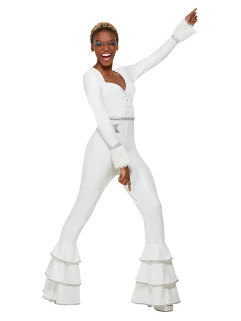 70s ABBA Glam Costume Ladies White Jumpsuit_2