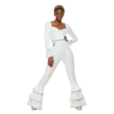 70s ABBA Glam Costume Ladies White Jumpsuit_1