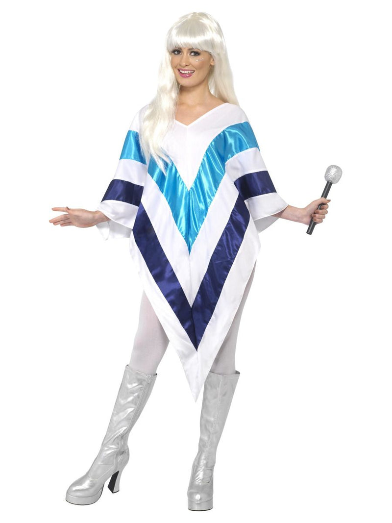 Size Chart 70s Super Trooper ABBA Poncho Adult White Blue