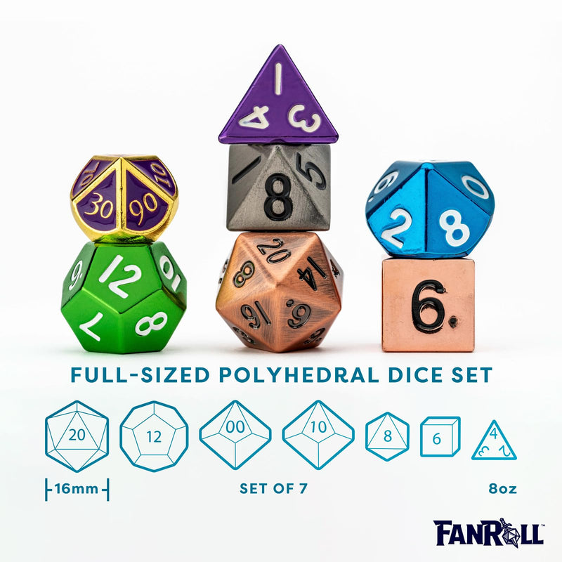 FanRoll by Metallic Dice Games Misfit Metals, Bag of DND Dice, Role Playing Game Dice Accessories for Dungeons and Dragons