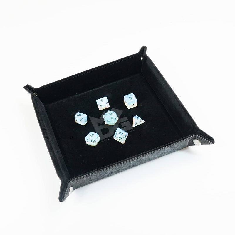 Velvet Dice Tray with Leather Backing, Black