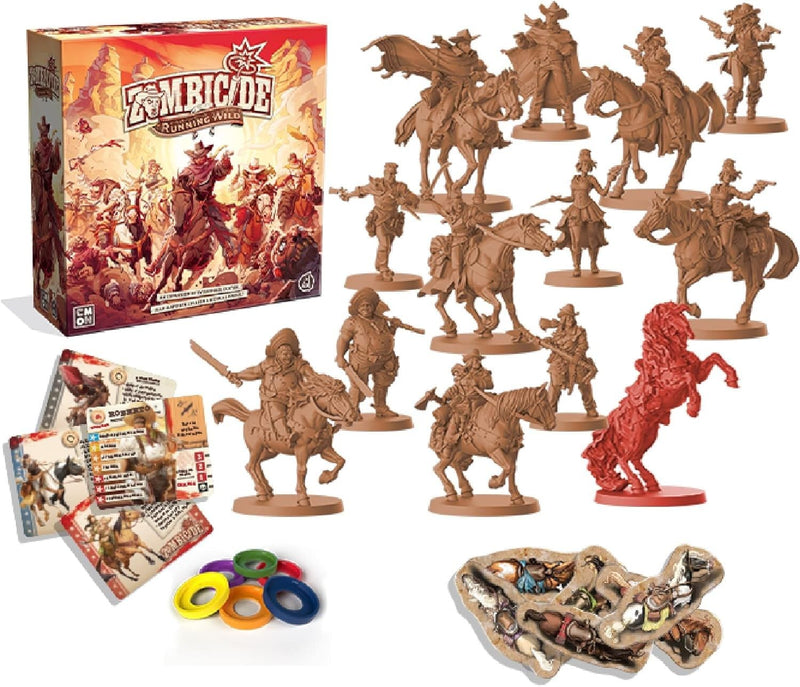 Zombicide Running Wild Expansion - Ride or Die in The Undead West! Cooperative Strategy Game with Tabletop Miniatures, Ages 14+, 1-6 Players, 45-60 Min Playtime, Made by CMON