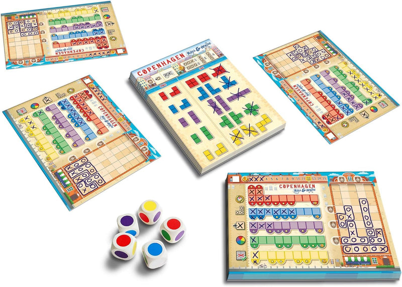 Queen Games Copenhagen Roll and Write Strategy Dice Game 2-4 Players, Family, Adults, Teens, Kids Ages 8+, 30 Minute Gameplay