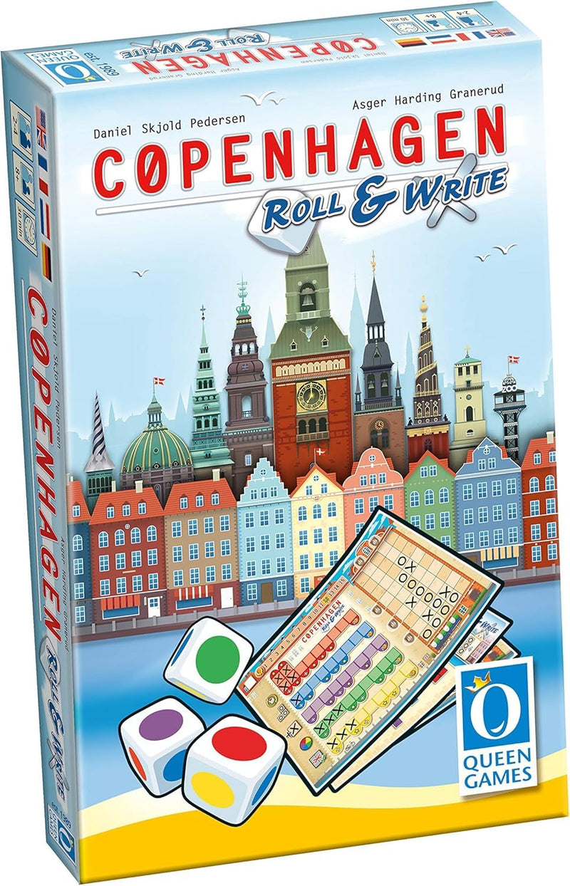 Queen Games Copenhagen Roll and Write Strategy Dice Game 2-4 Players, Family, Adults, Teens, Kids Ages 8+, 30 Minute Gameplay