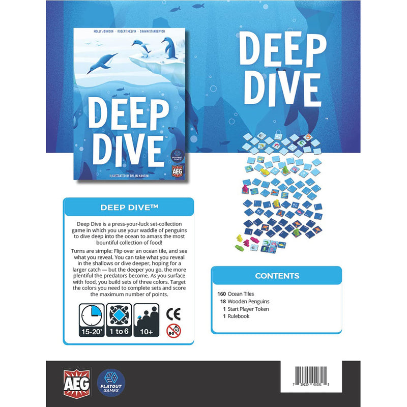 AEG & Flatout Games | Deep Dive - A Push Your Luck Game for the Whole Family | From the Creators of Point Salad | Easy to Learn | Quick to Play | Adorable Penguin Meeples | Ages 10+ | 1-6 Players