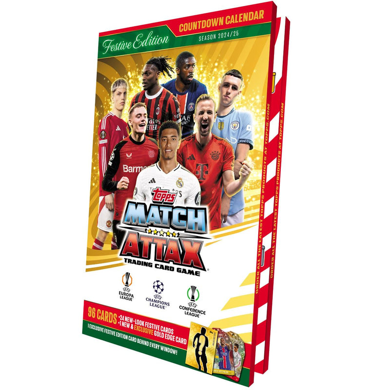 Topps Match Attax 24/25 - Advent Calendar - 120 Match Attax cards including 24 all new Festive cards plus a guaranteed new and exclusive Gold-Edge card!