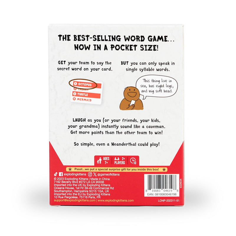 Exploding Kittens Poetry for Neanderthals Grab & Game 2+ Players - Ages 7+ - 10 Minutes to Play - Travel Sized Word Guessing Game - Party Game, Family Game Night, Kid and Adult Card Game