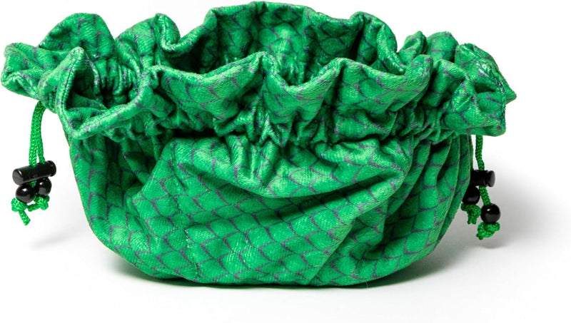 Metallic Dice Games FanRoll Dragon Storm TM Velvet Compartment Dice Bag: Green Dragon Scales