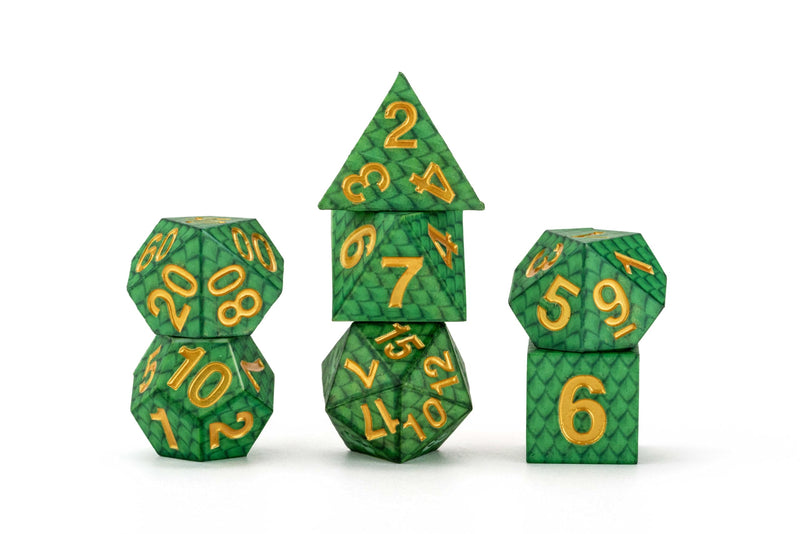 FanRoll by Metallic Dice Games Dragon StormTM Silicone Dice Set: Green Dragon Scales