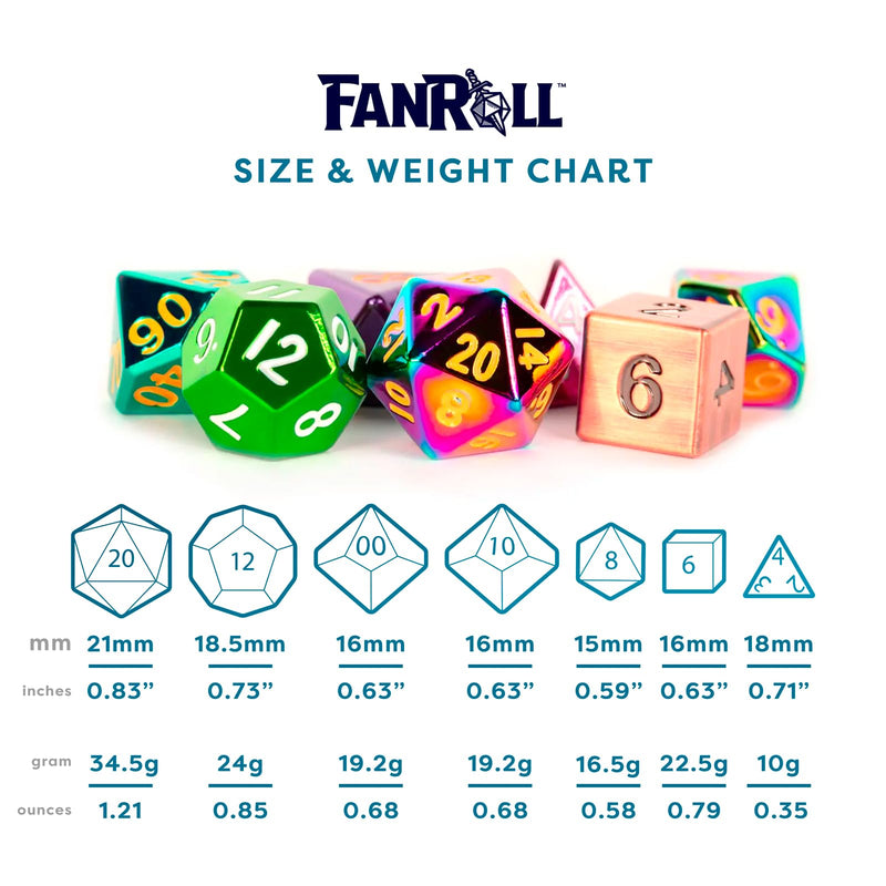 FanRoll by Metallic Dice Games Misfit Metals, Bag of DND Dice, Role Playing Game Dice Accessories for Dungeons and Dragons