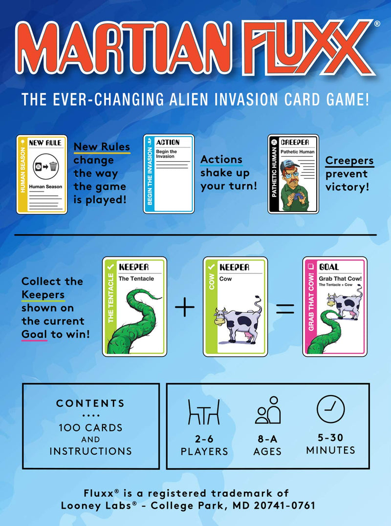 Looney Labs Martian Fluxx Card Game - Silly Shenanigans in The 25th Anniversary Edition