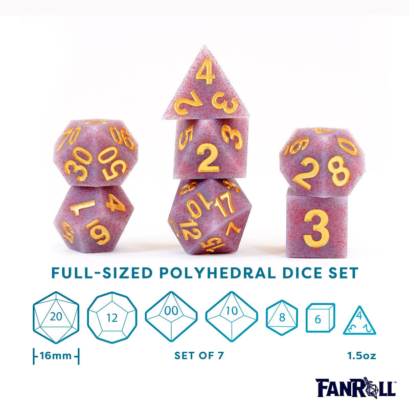 FanRoll by Metallic Dice Games 16mm Sharp Edge Silicone Rubber Poly Dice Set