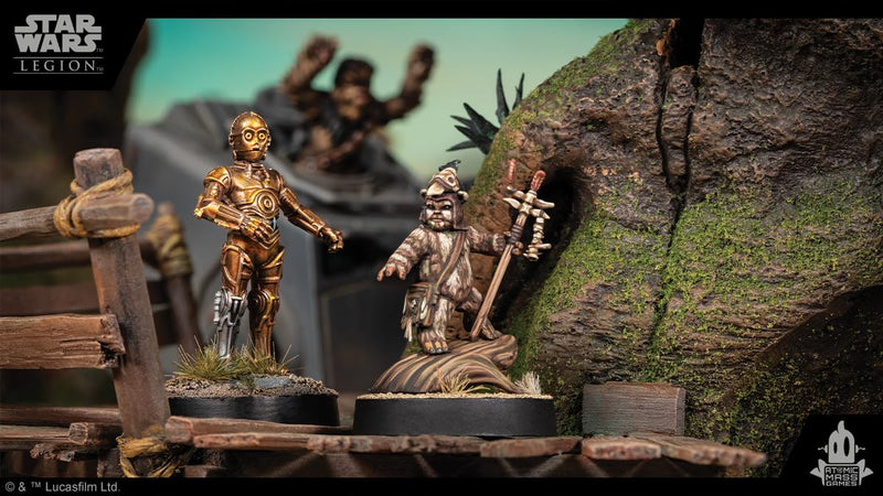 Star Wars: Legion Logray & Wicket Commander Expansion - Heroic Ewoks! Tabletop Miniatures Game, Strategy Game for Kids and Adults, Ages 14+, 2 Players, 3 Hour Playtime, Made by Atomic Mass Games