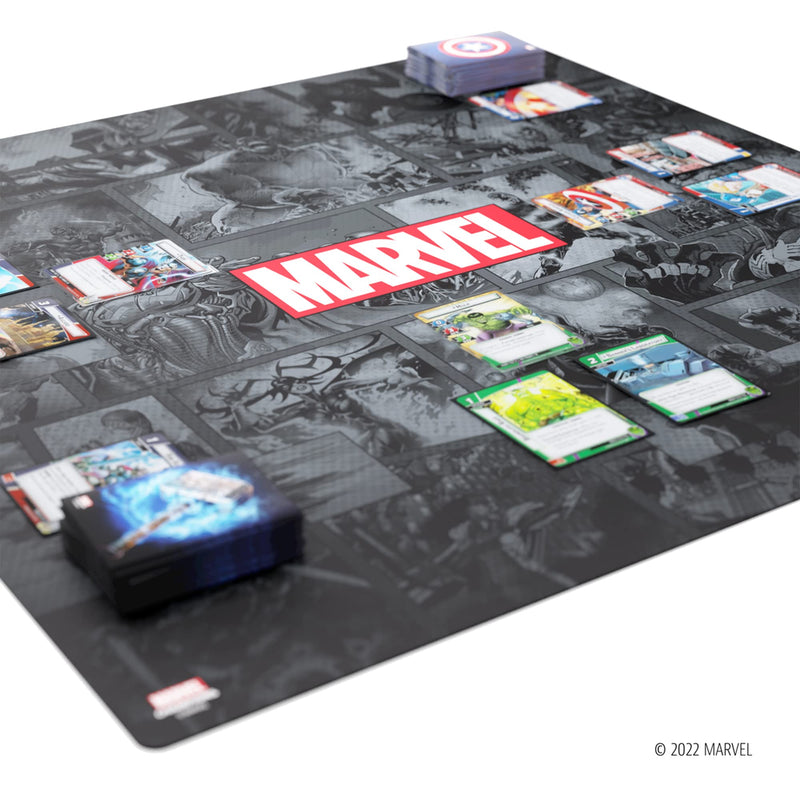 Marvel Champions Marvel Black Prime Game Mat XL | Slip-Resistant 27.5" by 27.5" Rubber Mat | Designed for Use with Marvel Champions The Card Game and Other TCGs and LCGs | Made by Gamegenic