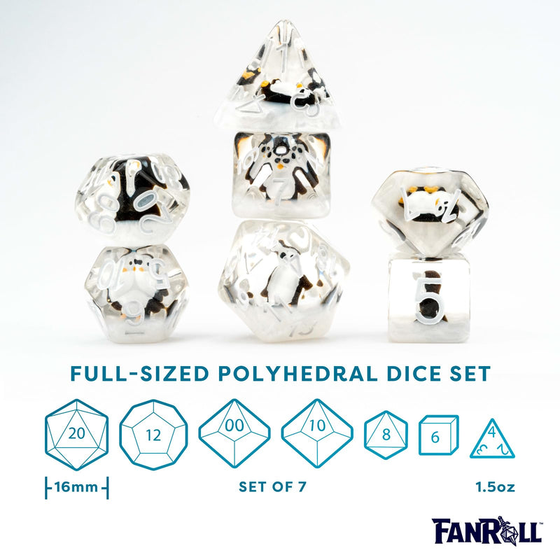 FanRoll by Metallic Dice Games 16mm Resin Poly DND Dice Set: Penguin Dice, Role Playing Game Dice for Dungeons and Dragons