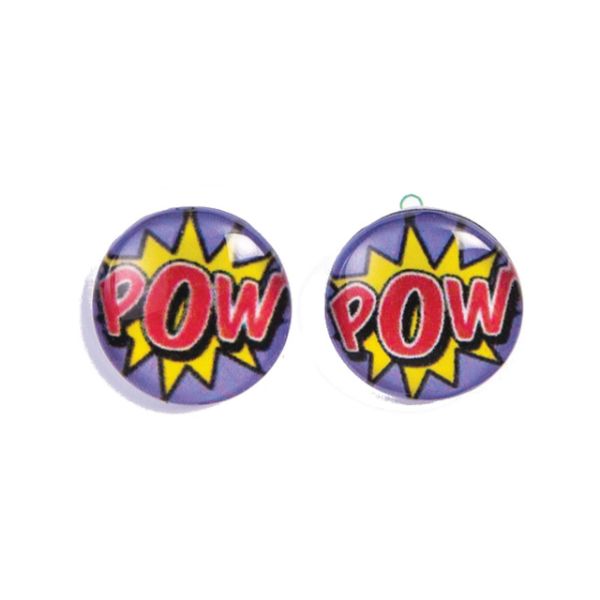 Pop Art " Pow" Earrings Costume Accessories