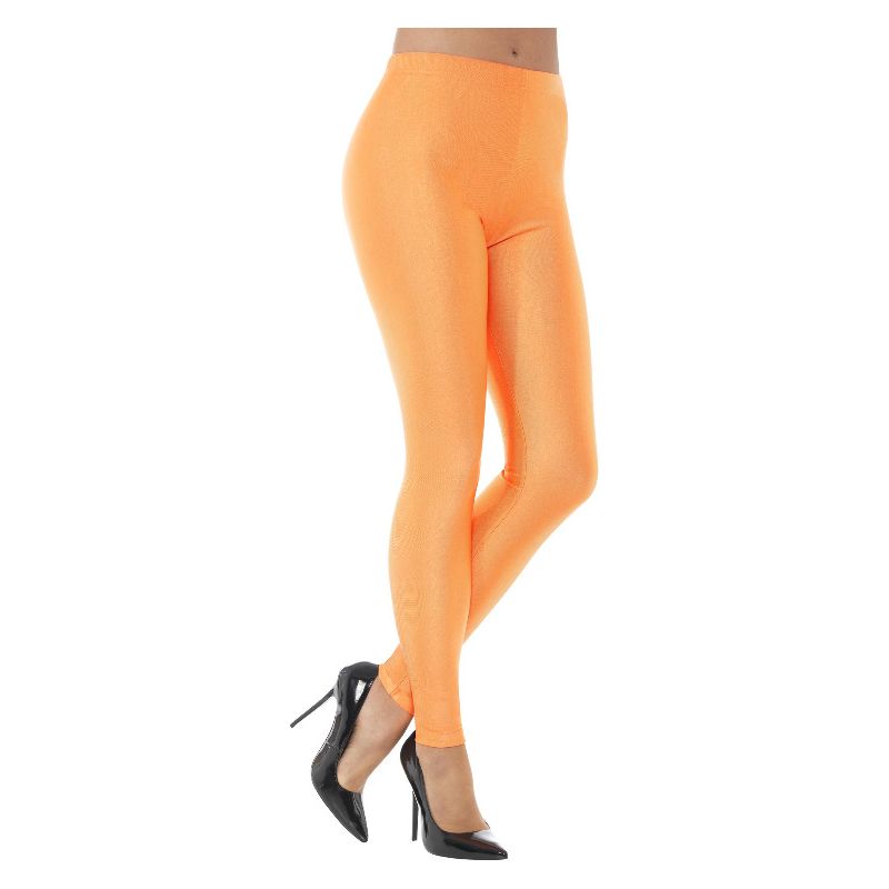 80s Disco Spandex Leggings Neon Orange Adult_1