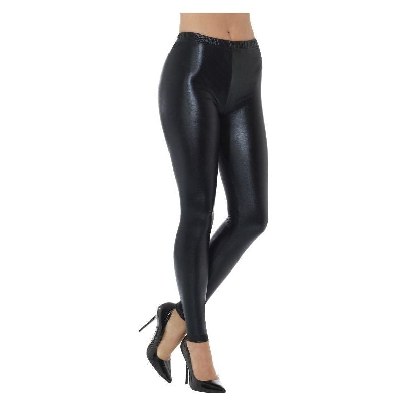 80s Metallic Disco Leggings Adult Black_2