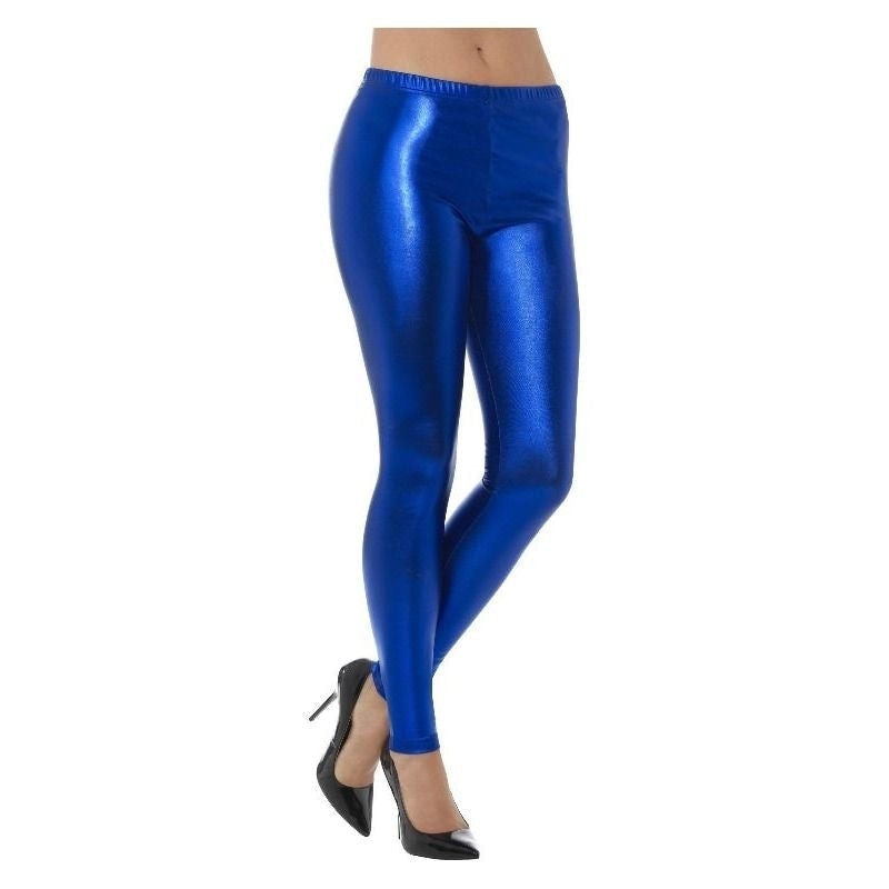 80s Metallic Disco Leggings Adult Blue_2