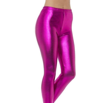 80s Metallic Disco Leggings Adult Pink_1